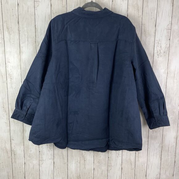 Woman Within Shirt 1X Faux Suede Button Up Shirt Long Sleeve Collared Na… - Picture 5 of 8